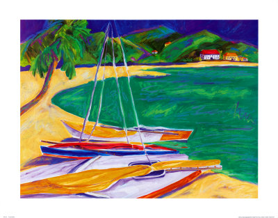 Tropical Sailboats I by Joyce Shelton Pricing Limited Edition Print image