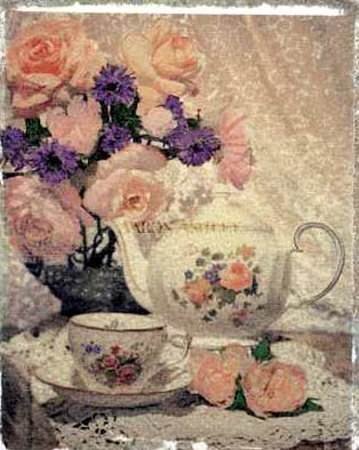 Violets And Tea by Yvonne Gunner Pricing Limited Edition Print image