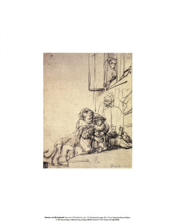 Woman With A Child Frightened By A Dog by Rembrandt Van Rijn Pricing Limited Edition Print image