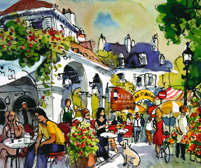 Cafe By The Flower Market by Michael Leu Pricing Limited Edition Print image