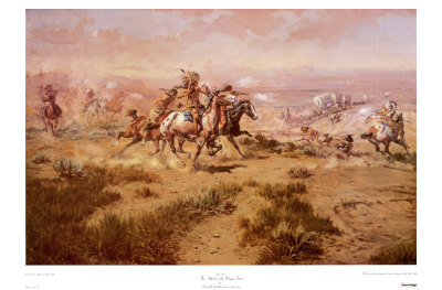 Attack On The Wagon Train by Charles Marion Russell Pricing Limited Edition Print image