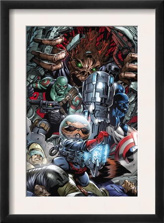 War Of Kings #3 Group: Rocket Raccoon, Drax, Major Victory And Groot by Paul Pelletier Pricing Limited Edition Print image