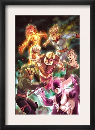 Nova #20 Cover: Nova, Speedball, Night Thrasher, Firestar And Namorita by Steve Uy Pricing Limited Edition Print image