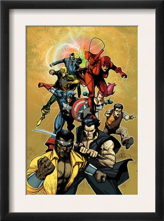 New Avengers #34 Cover: Cage, Luke, Wolverine, Captain America And Daredevil by Leinil Francis Yu Pricing Limited Edition Print image