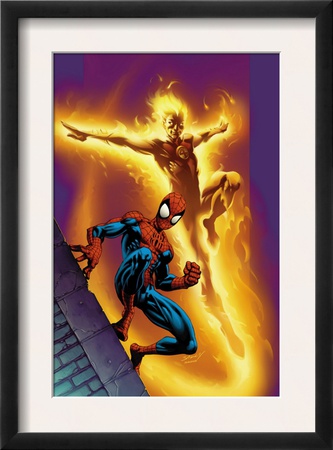 Ultimate Spider-Man #68 Cover: Spider-Man And Human Torch by Mark Bagley Pricing Limited Edition Print image