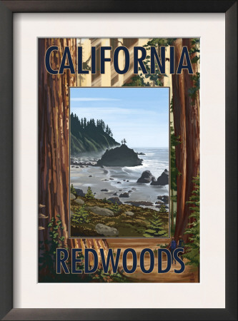 California Redwoods - Ocean Scene, C.2009 by Lantern Press Pricing Limited Edition Print image