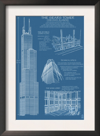 Sears Tower Blue Print - Chicago, Il, C.2009 by Lantern Press Pricing Limited Edition Print image