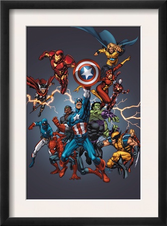 Official Handbook: Avengers 2005 Cover: Captain America, Hulkling And Cage by Tom Grummett Pricing Limited Edition Print image