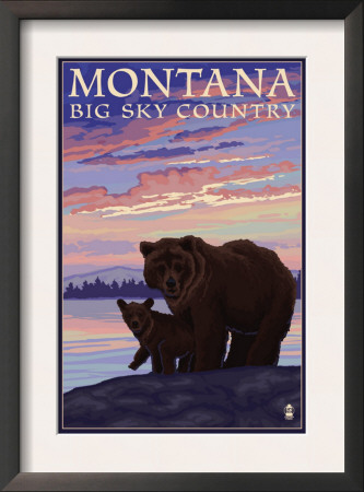 Montana - Big Sky Country - Bear And Cub, C.2008 by Lantern Press Pricing Limited Edition Print image