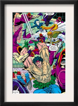 New Mutants #100 Group: Warpath, Domino, Shatterstar, Cable, Boom Boom And New Mutants by Rob Liefeld Pricing Limited Edition Print image