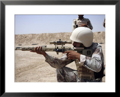 Iraqi Army Sergeant Sights In Down Range During An Advanced Marksmanship Course by Stocktrek Images Pricing Limited Edition Print image
