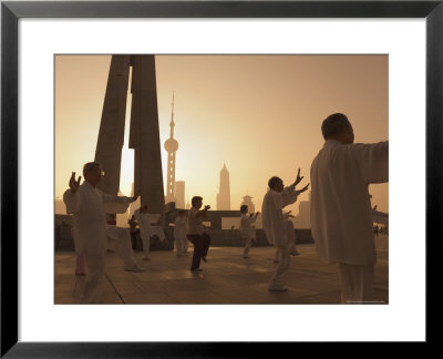 Morning Exercise Against The Background Of Lujiazui Finance And Trade Zone, Shanghai, China by Jochen Schlenker Pricing Limited Edition Print image