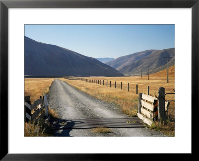 Cattle Stop And Gravel Road, Ahuriri Valley, North Otago, South Island, New Zealand by David Wall Pricing Limited Edition Print image