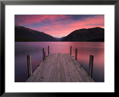 Jetty On Lake Rotoiti, Nelson Lakes National Park, South Island, New Zealand by Adam Burton Pricing Limited Edition Print image