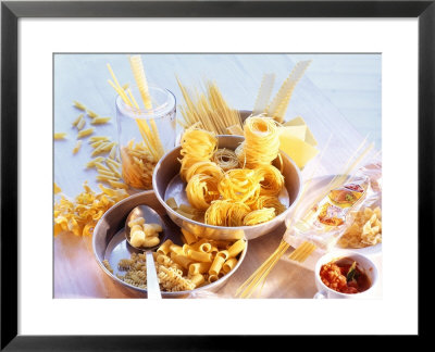 Lots Of Different Types Of Pasta In Dishes, Tomato Sauce by Ulrike Holsten Pricing Limited Edition Print image