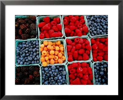Raspberry, Blueberry And Blackberry Punnets At Farmers Market by Hanan Isachar Pricing Limited Edition Print image