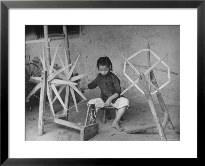 Girl Making Thread For Weaving by Carl Mydans Pricing Limited Edition Print image