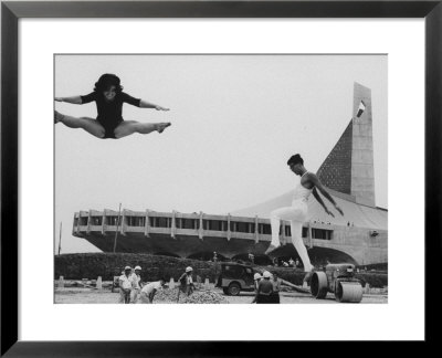 Gymnasts Outside The New Olympic Building In Japan by Larry Burrows Pricing Limited Edition Print image