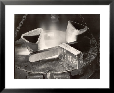 Newly Stamped Bar Of Gold Resting On The Lip Of A Melting Furnace At The Us Assay Office by Margaret Bourke-White Pricing Limited Edition Print image