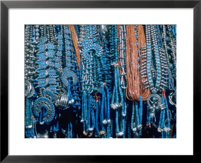 Turquoise And Squash Blossom Necklaces, Made By Native Americans Lining Walls Of Store by Michael Mauney Pricing Limited Edition Print image