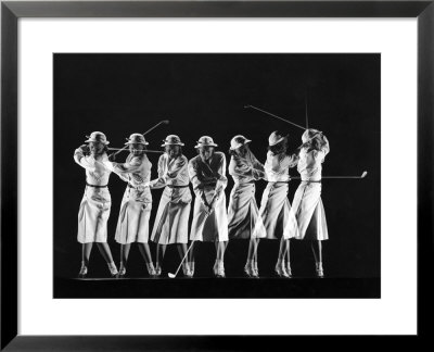 Saks Fifth Avenue Fashion Shot Of Model Swinging Golf Club by Gjon Mili Pricing Limited Edition Print image