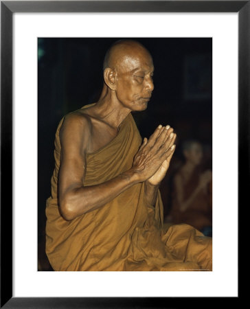 Buddhist Monk Meditating, Wat Suntorn, Bangkok, Thailand, Southeast Asia by John Henry Claude Wilson Pricing Limited Edition Print image