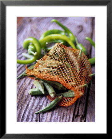 Okra Pods In Net And Chili Peppers by Jörn Rynio Pricing Limited Edition Print image