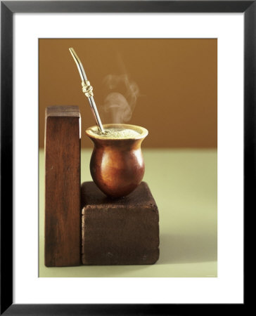 Beaker Of Chimarrao With Silver Straw On Wood by Ricardo De Vicq De Cumptich Pricing Limited Edition Print image