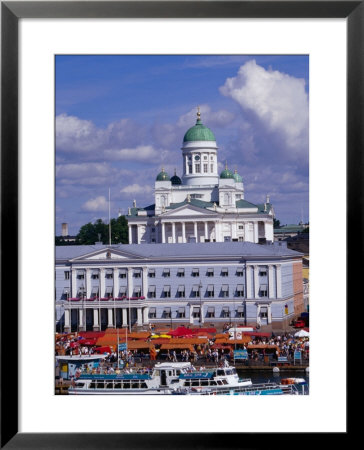 Stalls On Waterfront In Market Square, With Lutheran Cathedral In Background, Helsinki, Finland by Wayne Walton Pricing Limited Edition Print image