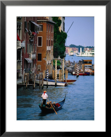 Goldola And Gondolier Near Academia Bridge, Venice, Veneto, Italy by Roberto Gerometta Pricing Limited Edition Print image