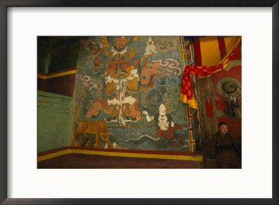 Monks Sit Outside A Buddhist Temple In Sichuan by David Edwards Pricing Limited Edition Print image