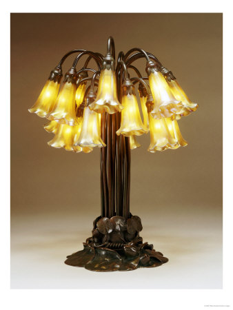 An Eighteen-Light Lily Favrile Glass And Bronze Table Lamp, Circa 1900 by Tiffany Studios Pricing Limited Edition Print image