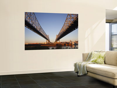 Usa, Louisiana, New Orleans, Greater New Orleans Bridge And Mississippi River by Walter Bibikow Pricing Limited Edition Print image