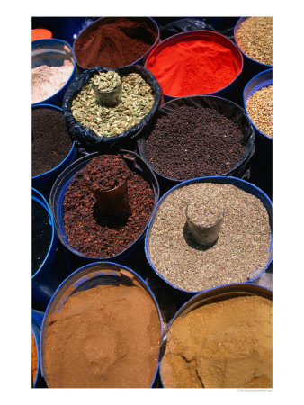 Variety Of Spices For Sale At Spice Market, Ta'izz, Yemen by Juliet Coombe Pricing Limited Edition Print image