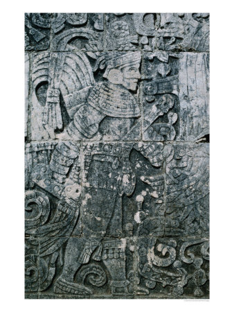 Carving Of Human Figure, Main Ball Court, Chichen Itza, Yucatan, Mexico by Ross Barnett Pricing Limited Edition Print image