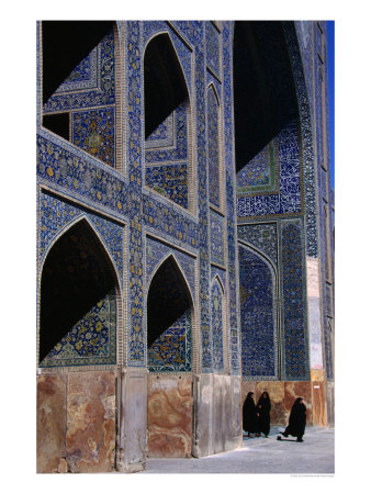 Women In Chadors Outside Masjed-E Emam, Previously Masjed-E Shah, Esfahan, Iran by John Borthwick Pricing Limited Edition Print image