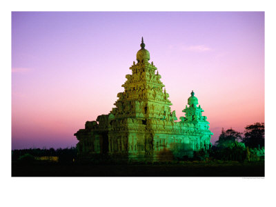 Shore Temples At Sunset, Mamallapuram, Tamil Nadu, India by Greg Elms Pricing Limited Edition Print image