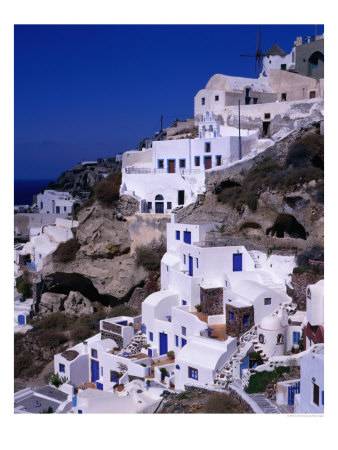 White Cliff-Side Houses, Oia, Santorini Island, Southern Aegean, Greece by Jan Stromme Pricing Limited Edition Print image