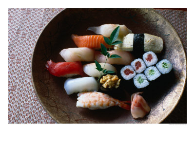 Sushi In A Wooden Bowl, Japan, by Glenn Beanland Pricing Limited Edition Print image