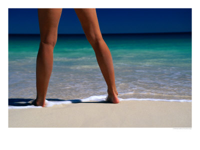 Woman Standing On Beach, Guilderton, Australia by Peter Ptschelinzew Pricing Limited Edition Print image