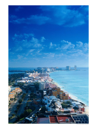 Aerial Of The Beaches Of Cancun, Mexico by Peter Adams Pricing Limited Edition Print image