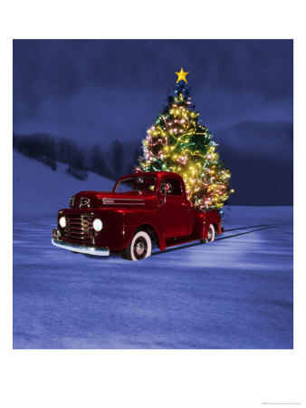 Pickup Truck And Chrismas Tree by Chuck Carlton Pricing Limited Edition Print image