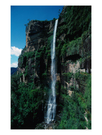 Bridal Veil Falls, Govetts Leap Lookout, Near Blackheath Blue Mountains National Park, Australia by Ross Barnett Pricing Limited Edition Print image