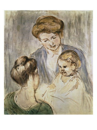 Baby Smiling At Two Girls by Mary Cassatt Pricing Limited Edition Print image