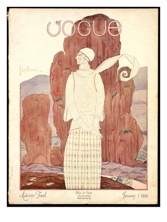 Vogue Cover - January 1924 by Georges Lepape Pricing Limited Edition Print image