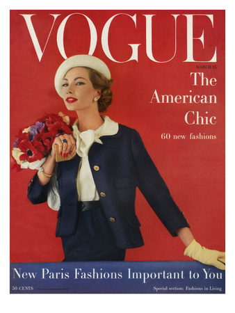 Vogue Cover - March 1957 by Karen Radkai Pricing Limited Edition Print image