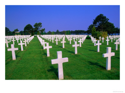 Rows Of White Crosses At American Military Cemetery, Colleville-Sur-Mer, France by John Elk Iii Pricing Limited Edition Print image