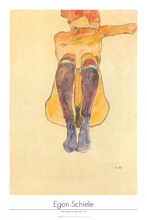 Seated Nude With Violet Stockings, 1910 by Egon Schiele Pricing Limited Edition Print image