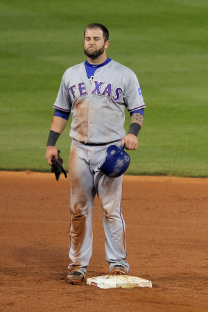 2011 World Series Game 6 - Texas Rangers V St Louis Cardinals, St Louis, Mo - Oct. 27: Mike Napoli by Doug Pensinger Pricing Limited Edition Print image