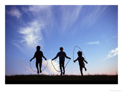 Silhouette Of Children Playing Outdoors by Mitch Diamond Pricing Limited Edition Print image